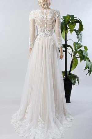 Plissiertes Tüll V-Ausschnitt extravagantes Brautkleid mit Bordüre mit Applikation - Bild 2