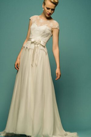 Abito da Sposa con Applique classico in Tulle con Manica Corte con Fiocco Tondo - Foto 1