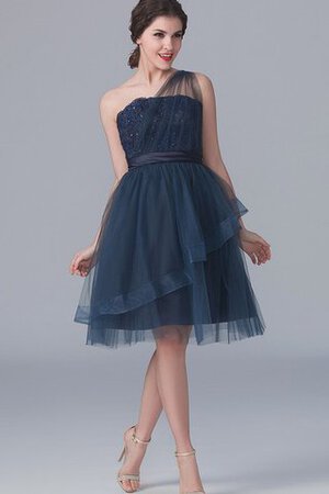 Abito da Damigella monospalla mini A-Line con Applique in Tulle - Foto 1