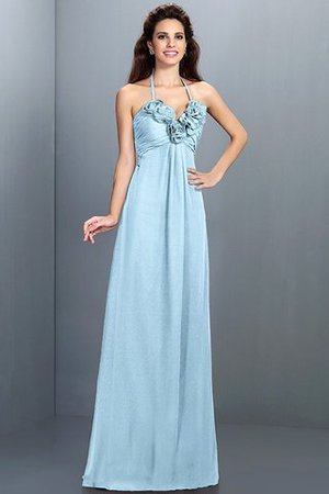 Robe demoiselle d'honneur avec chiffon avec fleurs de princesse a-ligne jusqu'au sol - Photo 17