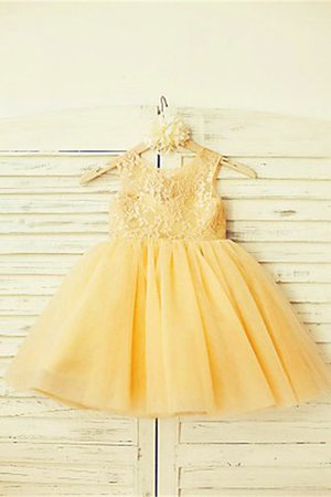 Robe de cortège enfant naturel avec sans manches col u profond ligne a en tulle - Photo 1