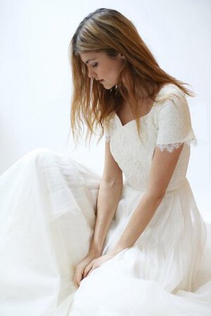 Robe de mariée intemporel modeste décontracté textile en tulle avec manche courte - Photo 4