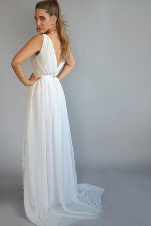 Plissiertes gerüschtes bodenlanges glamouröses einfaches Brautkleid mit Sweep zug - Bild 3