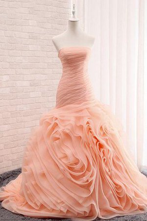 Ärmellos Spitze Meerjungfrau Stil Organza wadenlanges Brautkleid mit Rücken Schnürung - Bild 1