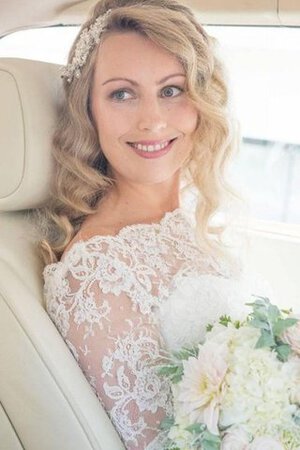 Abito da Sposa in pizzo Romantico A-Line Senza Maniche moda Coda A Strascico Corto - Foto 4