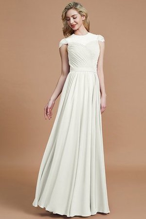 Normale Taille A-Linie Chiffon Kurze Ärmeln Brautjungfernkleid mit Schaufel Ausschnitt - Bild 21