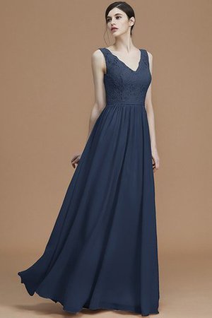 Robe demoiselle d'honneur en chiffon avec sans manches de lotus v encolure a-ligne - Photo 16