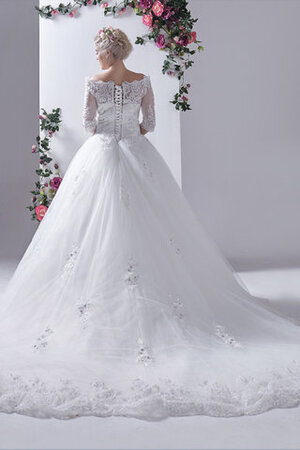 Abito da sposa ball gown unico allacciato in tulle con perline a terra - Foto 5