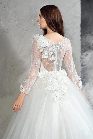 Abito da Sposa Lungo con Maniche Lunghe Naturale con Fiore Ball Gown - Foto 6