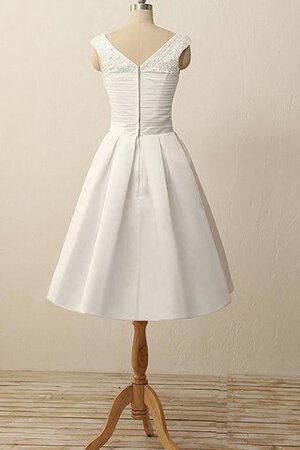 Reißverschluss Satin einfaches mini Brautkleid mit gekappten Ärmeln mit Bordüre - Bild 5