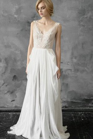 Robe de mariée informel distinguee appliques ruchés longs en dentelle - Photo 1