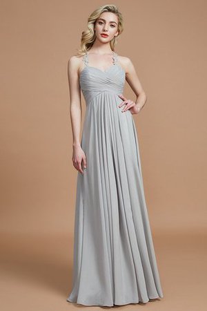 Robe demoiselle d'honneur avec zip jusqu'au sol manche nulle avec chiffon ruché - Photo 3