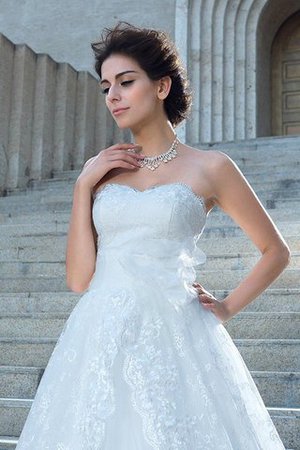 Abito da Sposa in Pizzo Coda A Strascico Cappella Ball Gown Cuore Alta Vita - Foto 5