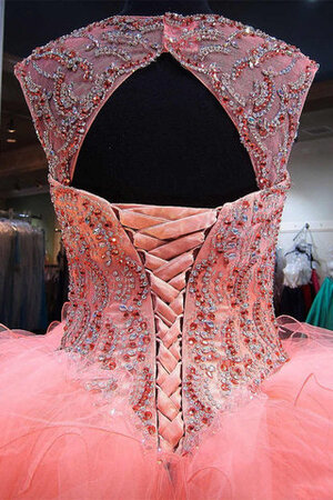 Robe de quinceanera éblouissant de mode de bal textile en tulle avec perle majestueux - Photo 4