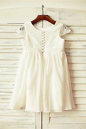 Robe de cortège enfant naturel avec chiffon de princesse encolure ronde avec fleurs - Photo 3