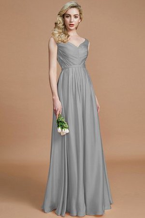 Ärmelloses A Linie Chiffon Normale Taille V-Ausschnitt Brautjungfernkleid - Bild 32