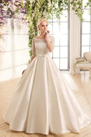 Robe de mariée poches de traîne moyenne fermeutre eclair en satin de mode de bal - Photo 1