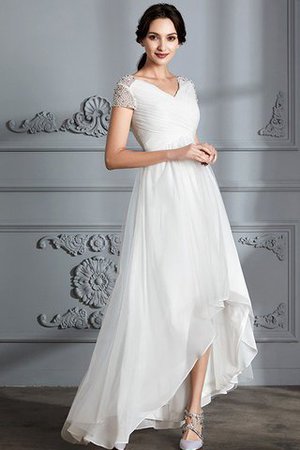 Robe de mariée a-ligne avec manche courte de princesse v encolure en tulle - Photo 3