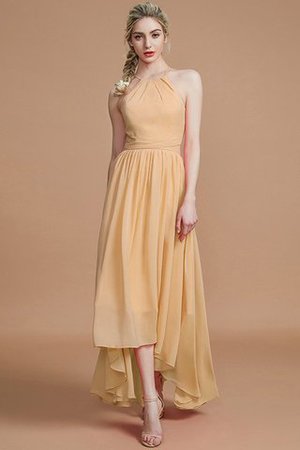 Ärmellos Neckholder Normale Taille Rocklänge-asymmetrisches Brautjungfernkleid aus Chiffon - Bild 17