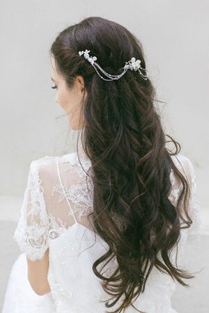 Abito da Sposa Lupetto con Piega Formale E Informale con Manica Corte Semplice Cerniera - Foto 4