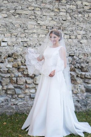 Abito da Sposa Spazzola Treno A Terra con Piega Senza Maniche A-Line Cerniera - Foto 5