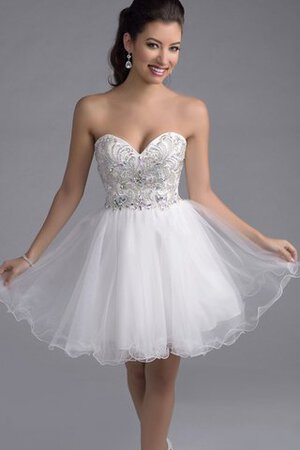 Robe de graduation courte avec broderie avec perle ruché textile en tulle - Photo 1