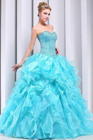 Abito dal Dolce Sedici Allacciato Senza Maniche Naturale Ball Gown con Increspature A Terra - Foto 5