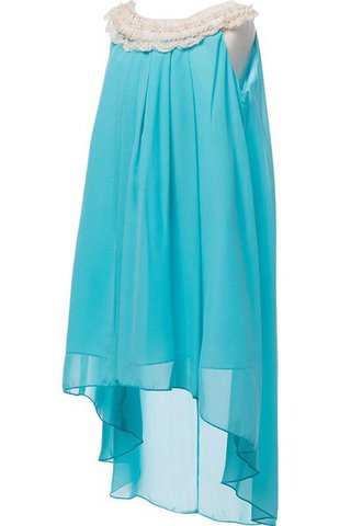 Robe de cortège enfant plissage manche nulle en chiffon a-ligne haut bas - Photo 2