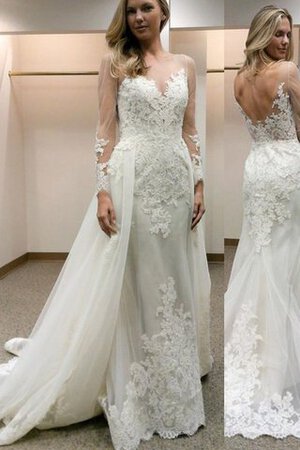 Abito da Sposa con Piega Coda A Strascico Corto Elegante con Applique A-Line sexy - Foto 1