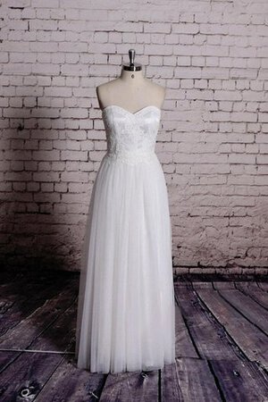 Robe de mariée plissé naturel avec décoration dentelle en tulle manche nulle - Photo 1