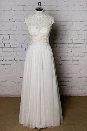 Robe de mariée naturel textile en tulle avec décoration dentelle avec manche courte ligne a - Photo 1