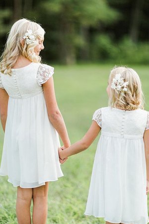 Abito da cerimonia bambini naturale con fiore in pizzo principessa moda con manica corte - Foto 2