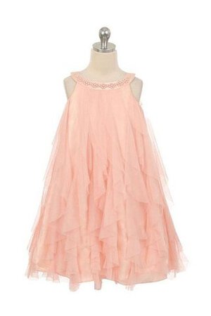 Robe de cortège enfant plissage a-ligne textile en tulle manche nulle de lotus - Photo 1