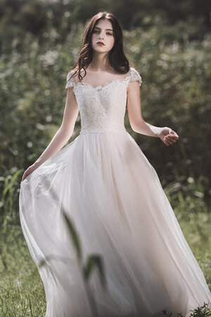 Robe de mariée longueur au ras du sol adorable manche nulle en satin extensible formelle - Photo 1