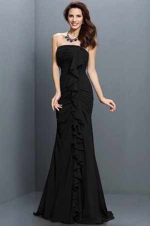 Robe demoiselle d'honneur plissage longue avec zip en chiffon de bustier - Photo 2