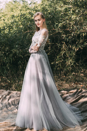 Robe de mariée attrayant textile en tulle jusqu'au sol moderne longue - Photo 2