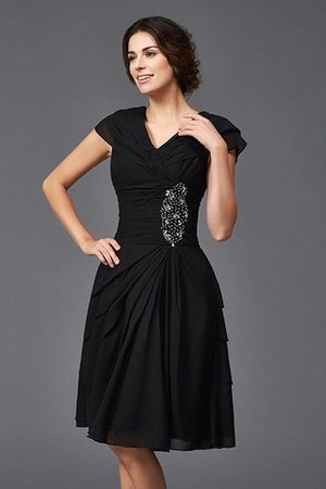 A-Line V-Ausschnitt Normale Taille Wadenlanges Knielanges Brautmutterkleid - Bild 6