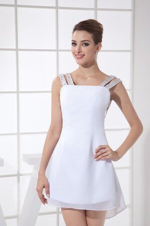 Robe de graduation courte au niveau de cou a-ligne en chiffon bretelles spaghetti - Photo 3