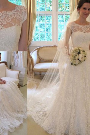 Vestido de Novia de Brillante de Manga corta de Arco Acentuado con Cintas - Foto 3