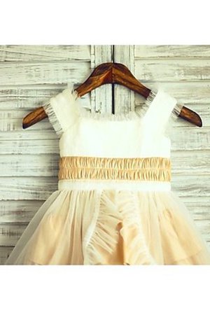 Robe de cortège enfant ligne a de princesse avec fleurs en satin avec zip - Photo 3