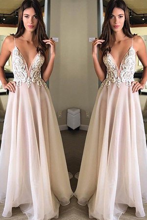 Robe de soirée de princesse appliques a-ligne avec sans manches rêveur - Photo 1