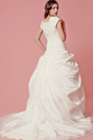 Abito da Sposa A-Line in Taffeta con Ricamo Quadrato moda con Increspature - Foto 5