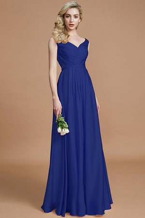 Ärmelloses A Linie Chiffon Normale Taille V-Ausschnitt Brautjungfernkleid - Bild 30