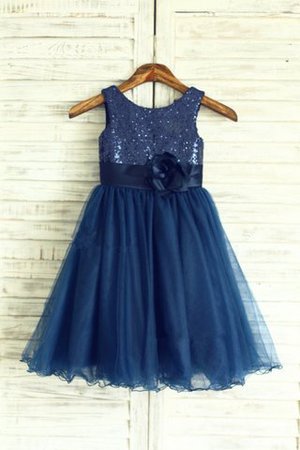 Robe de cortège enfant longue en organza manche nulle avec fleurs avec zip - Photo 5