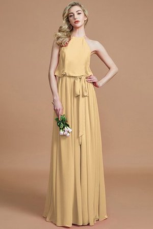 Robe demoiselle d'honneur naturel jusqu'au sol avec chiffon de dos nu avec ruban - Photo 17