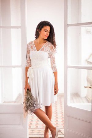 Abito da Sposa Semplice retro a Spiaggia Senza Maniche in Chiffon largo - Foto 2