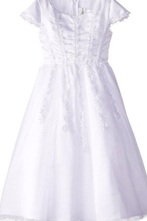 Robe de cortège enfant ligne a avec manche courte en satin col u profond avec nœud à boucles - Photo 1