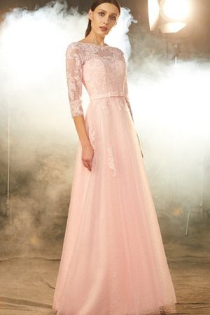 Robe de bal longue avec lacets textile en tulle avec manche 1/2 manche nulle - Photo 3