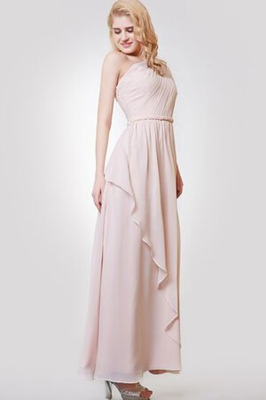 Ein Schulter kurze Ärmeln A-Line Elegantes langes Brautjungfernkleid mit Rüschen - Bild 3