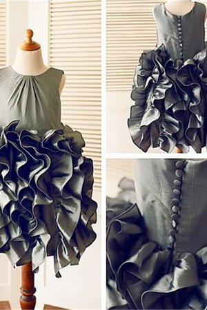 Tüll Normale Taille Ärmelloses Blumenmädchenkleid mit Breiter Träger mit Rüschen - Bild 5